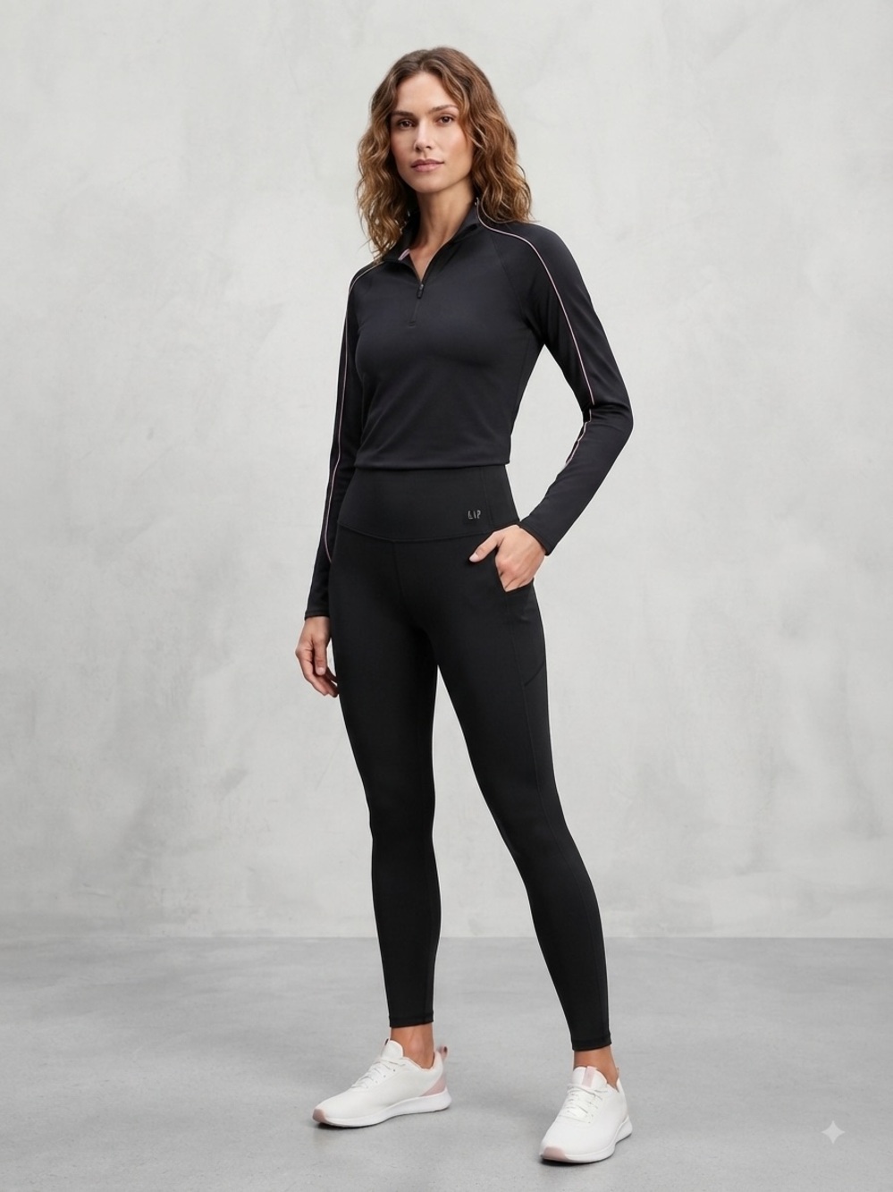 GAP Black Quarter-Zip Pullover with Pink Piping